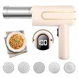 Kabellose Handheld Nudelmaschine Elektrisch, Tragbare Pasta Presse mit 5 Formen aus 304 Edelstahl, Wiederaufladbar 4000mAh Akku mit LED Ladestandsanzeige