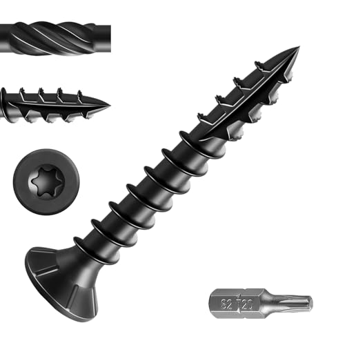 Image of Wensilon #8 * 1-1 /4 inch Black Deck Screws, (186pcs) 1 lbs.Exterior Wood Screws, Rust Resistant Epoxy Coated, Bronze, T20 Star Bit