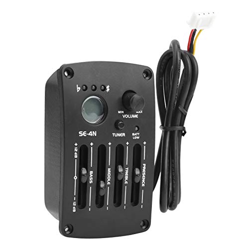 EQ-Equalizer-Tonabnehmer für Akustikgitarre, 4-Band-Vorverstärker, Musikinstrumentenzubehör SE4N – Hochwertiger 4-Band-Tonabnehmer für Akustikgitarre mit Equalizer-Vorverstärker