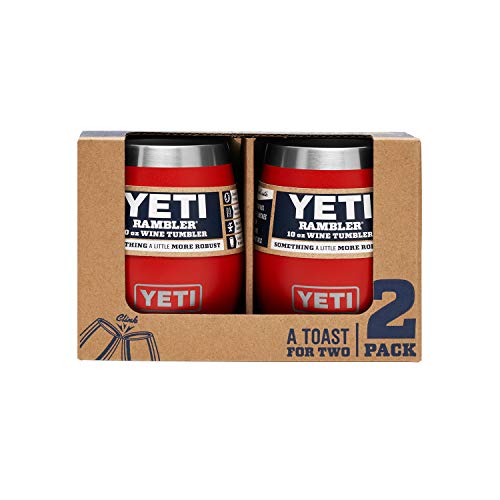 YETI Rambler 10 oz Wine Tumbler, Vacuum Insulated, Stainless Steel, 2 Pack, Canyon Red