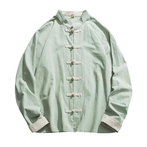 Chemise boutons grenouille homme en coton lin respirante style chinois