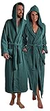 Naturawalk Lange oder extra lange Damen und Herren Bademäntel aus 100% BIO Baumwolle mit Kapuze in 5 Farben, S bis XXXXL (XL, petrol 140 cm, x_l)