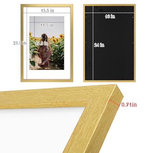 Image of Frametory, 16X24 Picture Frame Display 12X18 with Mat or Without Mat, Horizontal or Vertical Wall Poster Frame with High Definition Glass, Wide Molding, Perfect for Home Decorate (Gold, 3 Pack)