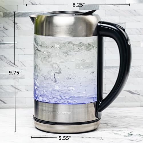 Ovente Glass Electric Kettle With ProntoFill Technology - Fill Up With Lid On