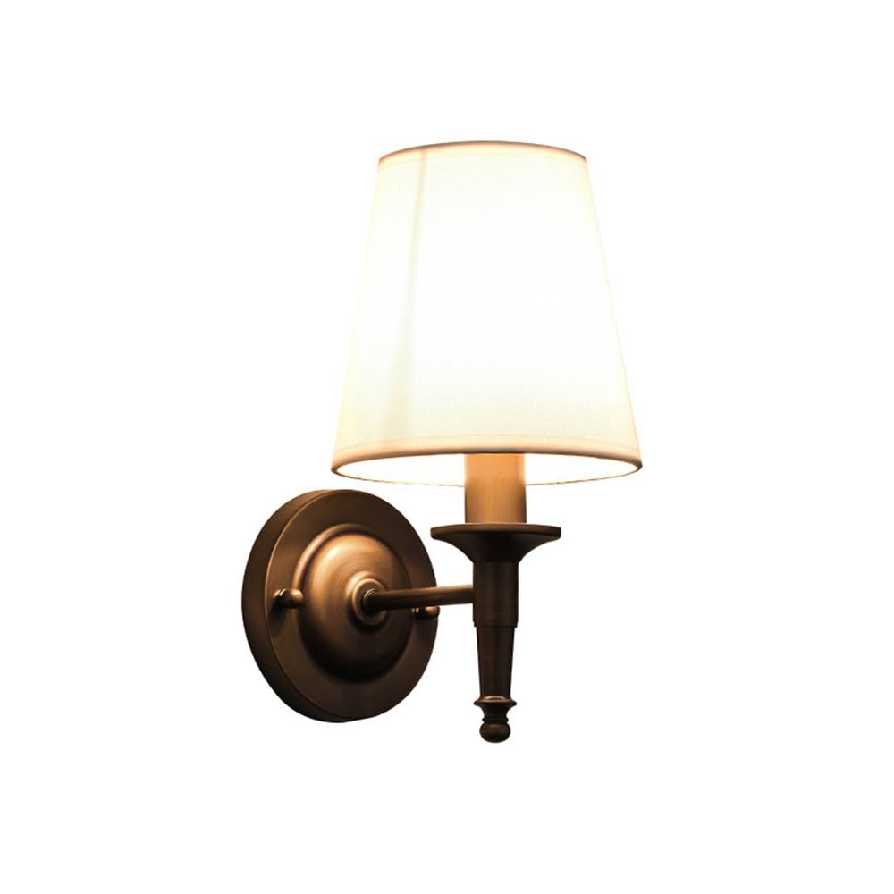 CONERY Mid-Century Wall Sconce Fabric Shade Wall Lamp Single Head Indoor Wall Mounted Lights Rustproof Iron Wall Luminaire Soft Light Eye-care Wall Light Hallway Bathroom Vanity Wall Night Decor Light