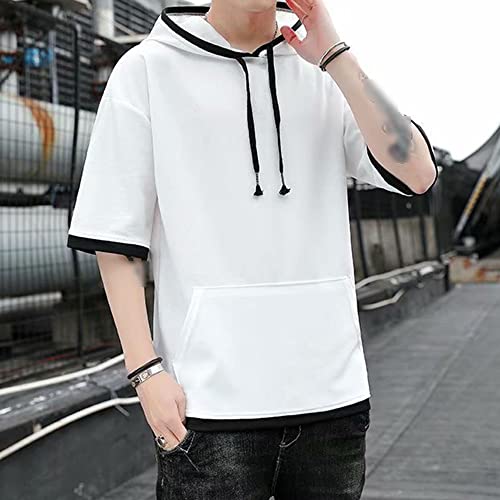 JEShifangjiusu Mens Fashion Athletic Hoodies Sport Sweatshirt Solid Color Pullover Lightweight Short Sleeve Baseball Hoodie3