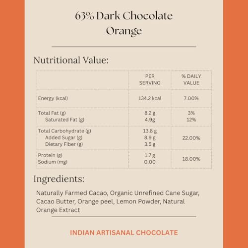 Image of Darkins Dark Chocolate | 63% Dark Chocolate With Orange | Vegan | Natural | Dark Chocolate Bar 2x 50 Gm | Gluten-Free Chocolate | 50 Gm Each Pack of 2