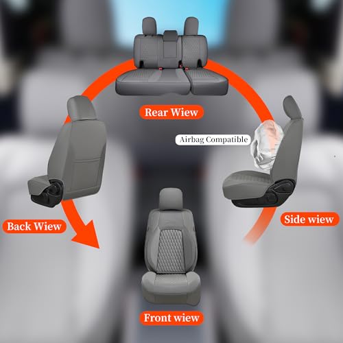 Image of Coverado Seat Covers for Jeep Wrangler, Leather Front Covers for Truck Automotive Wrangler Custom Fit for 2018-2026 Jeep Wrangler JL Seat Covers 4 Door Full Coverage(Gray)