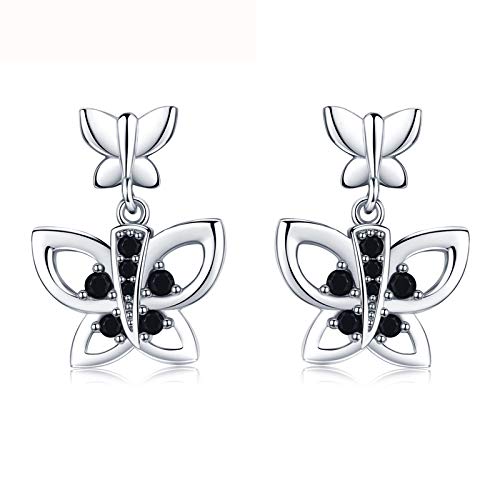 LSLYTQ Cute Natural Butterfly 925 Jewelry Drop Earrings For Women