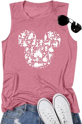 Magic Castle Tank Top Women Magic Kingdom Castle Shirt Girls Trip Graphic Tees Vacation Birthday Sleeveless Tops-M (Red)