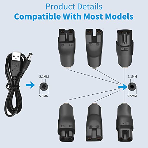 Czepa Power 5V Usb Charger Cord Replacement Adapter Compatible With A Various Types Of Hq8505 Philips Norelco Shavers, Electric Razor, Surker Clippers And Others 5521 Adapter Charging Line #TOP1