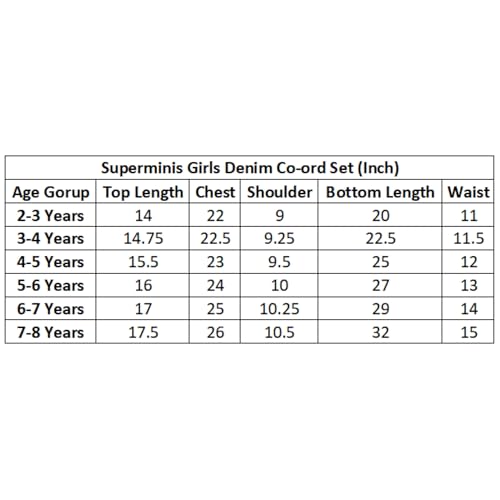 Image of superminis Girl's Denim Solid Top And Trouser Co-Ords Set Dress | Stylish & Comfortable
