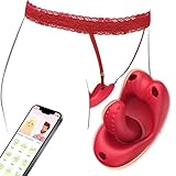 JFRong APP Mini Vibrator Leise Tragbar Butterfly G-Punkt Klitoris stimulator mit 10 Vibrationsmodi und Schultergurt für Sie Erotik Unterwäsche Vibratorensets Sex Toyset für Woman Solo(Rot)