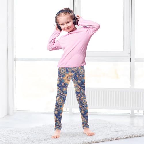 Bohemian Mandala Oil Painting Kids Girl's Basic Leggings Comfortable Full Length Workout Pants Sports4