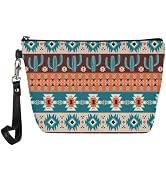 GIFTPUZZ Aztec Print Womens Cosmetic Bag Handbag with Handle Toilet Case Pouch PU Leather Make-up...