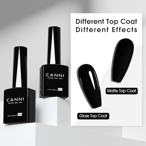 Image of CANNI 9ml Black Gel Nail Polish, High Gloss UV LED Soak Off Gel