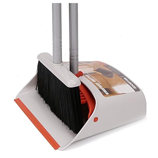 TreeLen Broom and Dustpan/Broom with Dustpan Combo Set/Dust Pan with Long Handle for Home Kitchen Room Office Lobby Floor Use Upright Standing Dustpan Broom Set