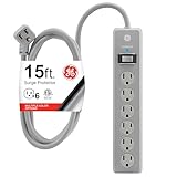 GE Tira Multicontactos De 6 Salidas con Supresor De Picos Y Enchufe Plano, 62457