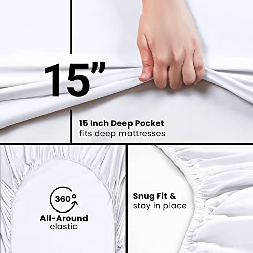 Image of Utopia Bedding King Fitted Sheets - Bulk Pack of 2 Bottom Sheets - Soft Brushed Microfiber - Deep Pockets - Shrinkage & Fade Resistant - Easy Care (King, White)