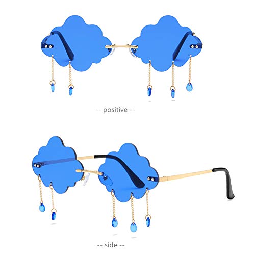 LASPOR Retro Rimless Sunglasses for Women Men Vintage Metal Frameless Cloud Glasses Raining Crystal Pendant UV400 Protection4