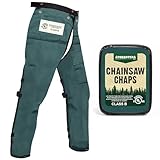 FORESTER Chainsaw Chaps for Men & Women | Apron Style Men's Chain Saw Chaps with Pocket & Adjustable Waist | Chainsaw Safety Equipment | Forest Green 37'
