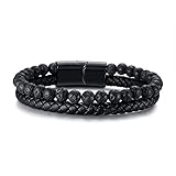 💎Investieren Sie in ein wertvolles Produkt: Diese Männer Lederarmband ist Premium-Rindsleder und robuste magnetische Edelstahl-Verschluss (kein Verblassen, kein Rost, wasserdicht) gemacht. Ohne Rohmaterial von Blei und Nickel, ist es sicher für Ihre Haut und hypoallergen.