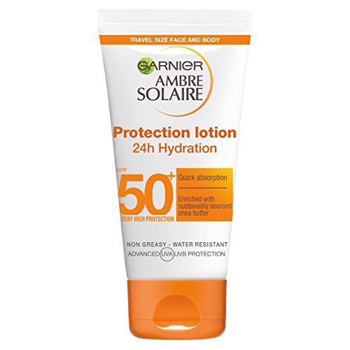 Garnier Ambre Solaire Ultra-Hydrating Shea Butter Sun Protection Cream Spf50+, Hydrating High Sun Protection Lotion Spf50 + Handy Handbag Format 50 Ml