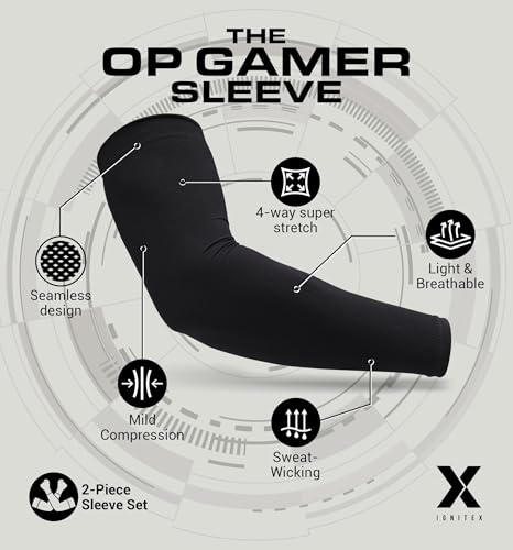 Image of IGNITEX Gaming Arm Sleeves - Gaming Sleeve for PC Gamers - Gaming Compression Sleeves - Gaming Arm Sleeve for E-Sports