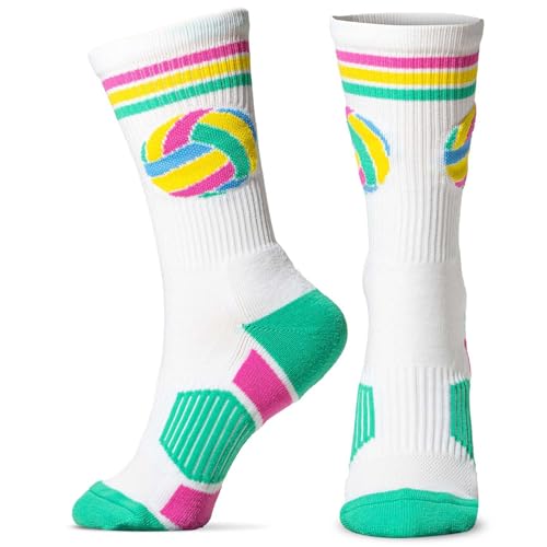 ChalkTalkSPORTS Volleyball Performance Crew Socks - Miami - Volleyball Mid-Calf Socks - Adult