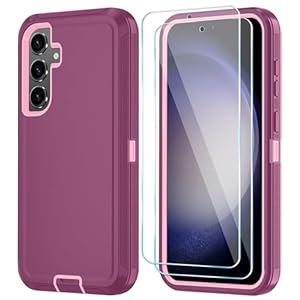 ONOLA for Samsung Galaxy S24+ / S24 Plus Case with HD Screen Protector [Not fit S24 / S24 Ultra], Samsung S24+Plus Phone Case,Heavy Duty Case for Samsung S24 Plus 6.7″ (WineRed Pink)
