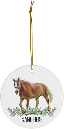 Miniatura 2 de Divertidos caballos Haflinger con nombre personalizado, adornos para árbol de Navidad 2024, círculo de cerámica