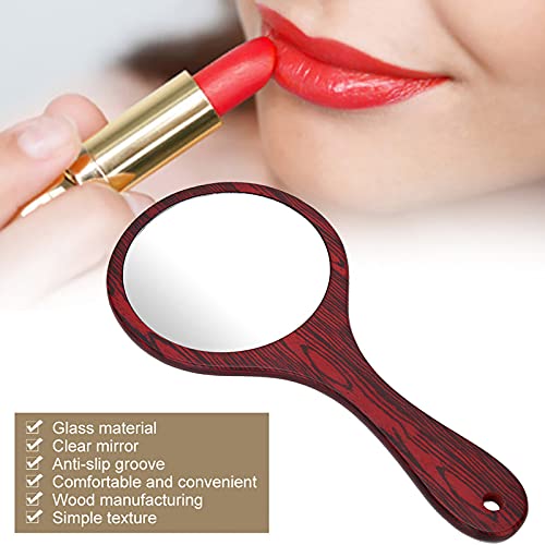 Hand Mirror, Hairdressing Mirror, Vintage Hairdressing Mirror Hand Held Mirror Handheld Mirror With Wood Handle Self Haircut Mirror Hand Mirrors With Handle For Salon Barbers Hairdressers(Red) #TOP5