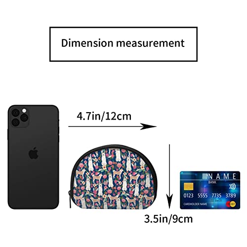 Cute Akita Dogs Lovers Rose Flower Floral Funny Animals Dog Puppy Coin Purses Oxford Cloth Zipper Small Purse Pouch Change 3D Print Wallet For Women Men Card Holder Shell Wallets Holiday Gifts Stuff #TOP3