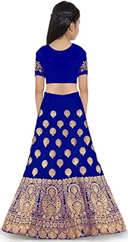 Image of Girl's Raw Silk Semi-stitched Lehenga Choli