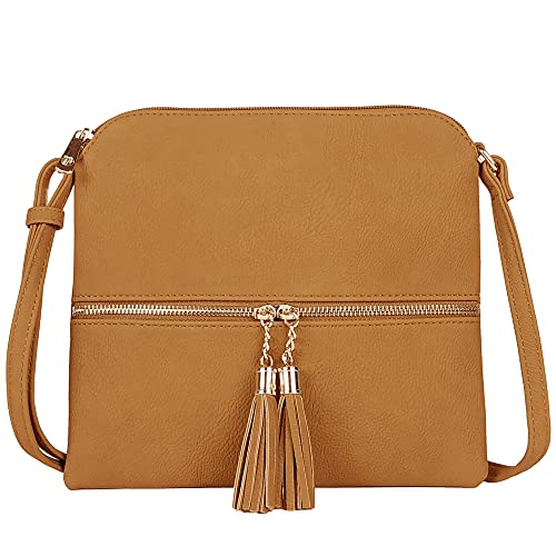 Image of SG SUGU Lightweight Medium Crossbody Bag Shoulder Bag with Tassel and Zipper Pocket
