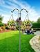 STAUKOK Double Shepherds Hooks for Outdoor, 2 Pack 60 Inch Bird Feeder Pole with 5 Prongs Base, Heavy Duty Garden Hook for Hanging Plant, Lantern, Hummingbird Feeder