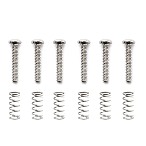 Musiclily Pro #4-40X5/8" Stainless Steel Saddle Intonation Screws and Springs Set for Fender Strat Style Electric Guitar Tremolo Bridge (Set of 6)