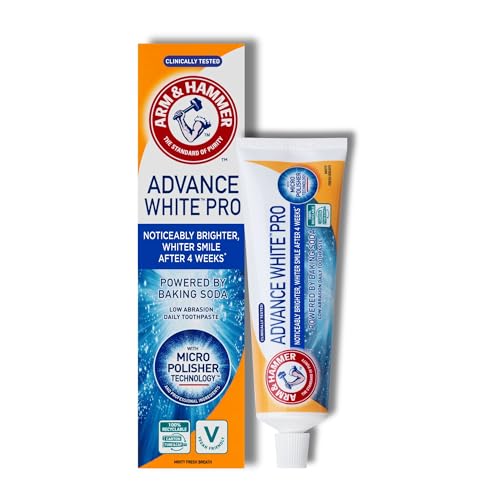 Arm & Hammer Advance White Pro Toothpaste Baking Soda Teeth Whitening Toothpaste with Micro Polisher Technology 2 Shades Whiter in 4 Weeks 75 ml Tube