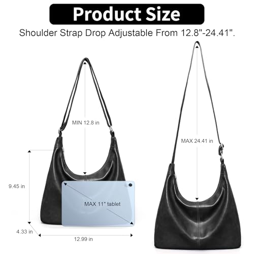 Bolso Hobo para mujer de cuero vegano y bandolera plegable miniatura 3