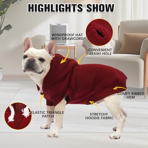 BINGPET-Dog-Hoodie-Dog-Sweater-with-Leash-Hole-Warm-Fleece-Dog-Sweatshirt-with-Hood-Cold-Weather-Dog-Clothes-Winter-Coat-for-Puppy-Small-Medium-Large-Dogs-Boy-and-GirlRedL BINGPET Dog Hoodie Dog Sweater with Leash Hole Warm Fleece Dog Sweatshirt with Hood Cold Weather Dog Clothes Winter Coat for Puppy Small Medium Large Dogs Boy and GirlRedL