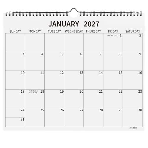Yibukiu Wall Calendar 2027-2028, 2027-2028 Calendar January 2027 to June 2028, 14"×11" Hanging Calendar for Home Office School Planning (Simple, Horizontal)
