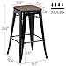 Yaheetech 26inch barstools Set of 4 Counter Height Metal Bar Stools, Indoor Outdoor Stackable Bartool Industrial with Wood Seat 331Lb, Black