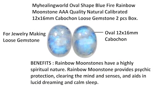 Oval Shape Blue Fire Rainbow Moonstone AAA Quality Natural Calibrated 12x16mm Cabochon Loose Gemstone 2 pcs box.4