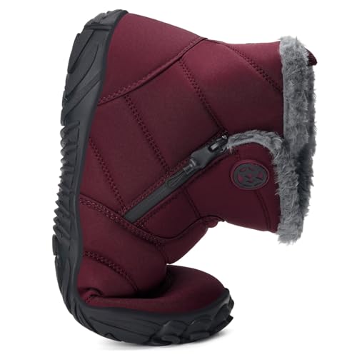Image of Hsyooes Womens Mens Barefoot Boots Winter Snow Boots Wide Width | Warm Ankle Booties,Fur Lined,Zero Drop Sole,Wide Toe Box