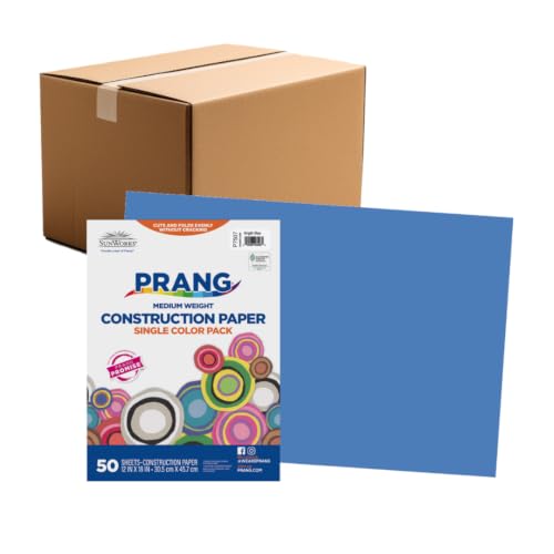 Image of Prang Construction Paper, 12 inch x 18 inch, Bright Blue, 50 /Pack, 25 Packs | Formerly SunWorks, Class Pack, 1250 Sheets Total, P7507