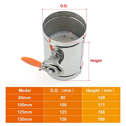 Válvula de retención con mango regulable de 125mm para regular flujo de ventilación 4
