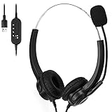 Auriculares con Microfono PC, Auriculares USB con Cancelación de Ruido y Sonido Estéreo Claro, Auriculares PC con Control de Volumen para Skype, Centros de Llamadas, Cursos Online