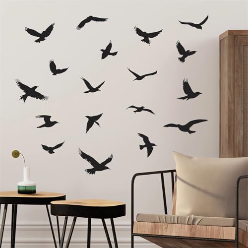 Vinilos Decorativos Poner Pared Pájaro Negro 24 Pz miniatura 5