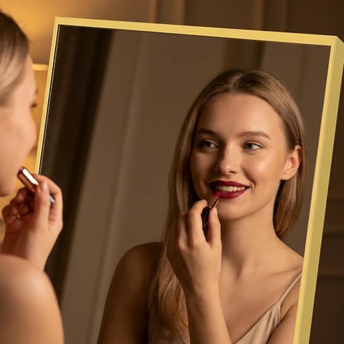 Image of Alpen Full Length Mirror - Over The Door Hanging, 47x14 Inches Hanging Door Mirror Full Body, No Drill Installation, Suitable for Bedroom & Closet, Gold