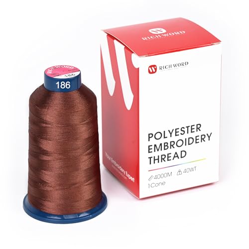 Image of Poolin Polyester Machine Embroidery Thread 4000M 40WT Chocolate Brown 0186 | Smooth Feeding with Stable Tension for Clean, Consistent Stitching on Home and Commercial Embroidery Machines